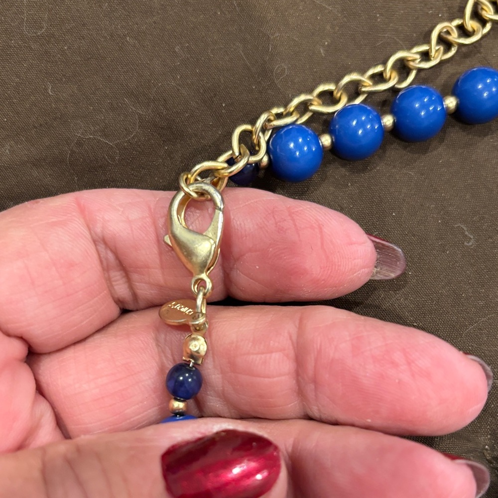 Chico's Vibrant Blue Beaded Necklace with Tassel - Picture 2 of 4